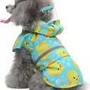 Dog Raincoat Hooded, Reflective Dog Slicker Poncho Adjustable Waterproof Lightweight Rain Jacket for Dogs, Duck,  (S(3-4 pound))