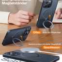 TORRAS Upgraded 360 Spin Magnetic Stand for iPhone 16 Pro Case, Fit for MagSafe, Built-in Kickstand & Ring Holder, Mil-Grade Protective Soft Edge Translucent Case for iPhone 16 Pro, Black 6.3''