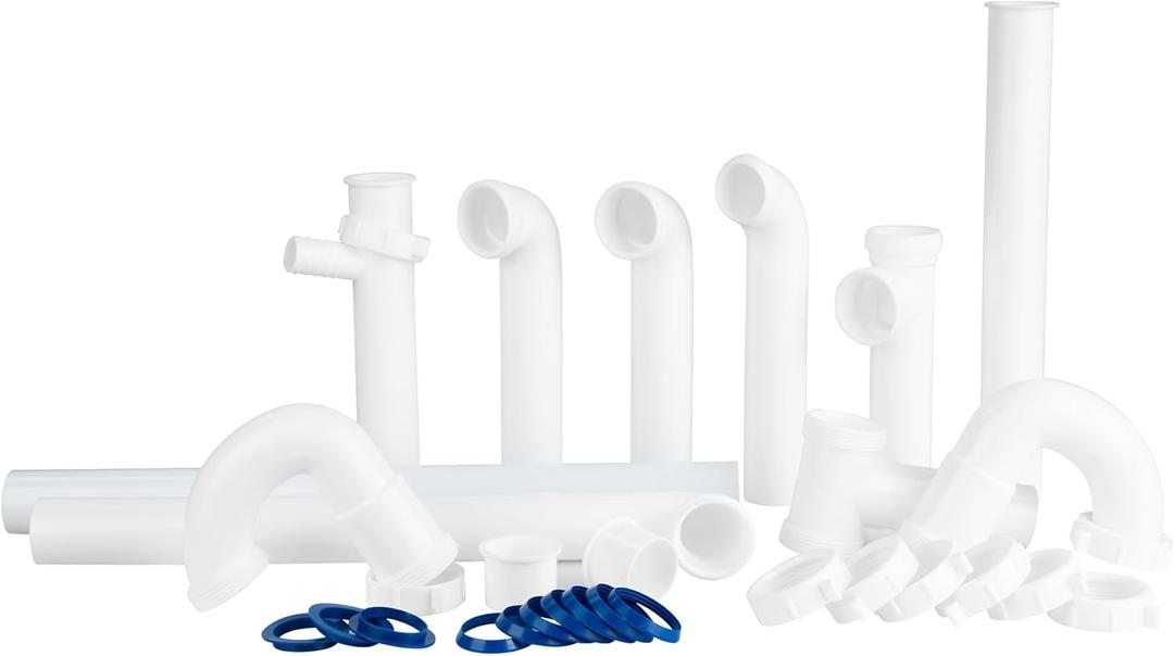 Kitchen Sink Drain Kit,1-1/2,for Most Kitchen Sink Drain Repair Kit and Bathroom Sink Drain Kit, Kitchen Sink P Trap Drain Kit 1 1/2 for Sink Plumbing Kit, Completed Sink Pipe Replacement Kit