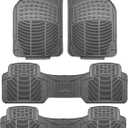 FH Group Car Floor Mats - Heavy-Duty Rubber for Cars, Universal Fit 3 Rows Full Set, Trimmable ClimaProof Floor Mats, For SUVs, Truck, Gray