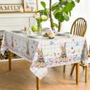 Horaldaily Easter Tablecloth 6084 Inch Rectangular, Colorful Spring Flower Buffalo Plaid Bunny Washable Table Cover for Party Picnic Dinner Decor