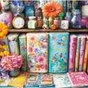 1000 Piece Puzzles for Adults,Book Jigsaw Puzzle,Flower Handbook Puzzles 1000 Pieces,Creative Games and Gifts Difficult Floral Puzzle Home Decor Toy for Adults Elders (27.5"x19.6"), 1:1 Poster