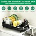 Dish Drying Rack for Kitchen Counter, Expandable Dish Drainer with Drainboard Set and Removable Utensil Holder, Space-Saving Countertop Organizer
