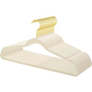 TIMMY 36-Pack Velvet Hangers with Gold Hooks - Space-Saving Non-Slip Heavy-Duty Clothes Hangers for Coats, Suits, Dresses, and Sweaters - Slim Design(Ivory+Gold), 17inch-36pack