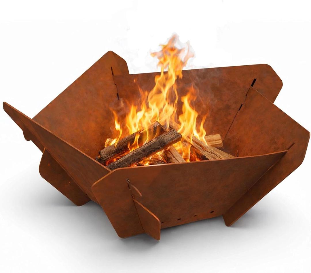 Decoroca Corten Steel Fire Pit - Outdoor Wood Burning Pit for Backyard Patio, Garden & Terrace, Durable & Weather-Resistant, Ideal for Family Gatherings & Parties