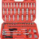 117 Pieces 1/4 and 3/8 inch Drive Socket Ratchet Wrench Set, Metric/SAE Size, with Bit Socket Set and Extension Bar for Auto Repairing and Household, with Storage Case