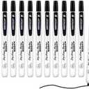WRITECH Retractable Dry Erase Markers: Fine Point Clickable Black Colored Ink Marker Low Odor Erasable Thin Tip Refillable Whiteboard Marker Pen Set 12ct No Bleed Smear