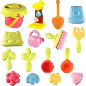 2 x Sand Toys with Mesh Bag Including Sand Water Wheel, Beach Buckets, Shovels, Rakes, Molds, Outdoor Beach Toys Tool Kit for Kids, Toddlers, Boys and Girls (17 PCS) Age 3+