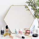 Dahey Gold Hexagon Mirror Wall Decor Small Decorative Mirror Hanging Mirrors for Wall Home Bathroom Bedroom Living Room Dorm College Office, 11.81"X10.24", Small, Gold