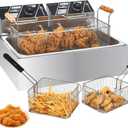 Commercial Deep Fryer with Basket for Restaurant or Home Use, 3400W 12.7QT Detachable Large Capacity Stainless Steel Countertop Electric Oil Fryer with Temperature Control