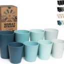 Grow Forward Premium Wheat Straw Cups - 13 & 20 oz Unbreakable BPA Free Hard Plastic Cups  Reusable Lightweight Plastic Drinking Glasses for Kitchen, Outdoor, Water, Camping, RV - Seascape