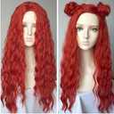 wigbuy Long Much Red Curly Costume Wigs Synthetic Wavy Curly Wig 28inces For women Halloween Costume party (RED)
