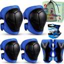 Kids Knee Pads and Elbow Pads Set for 3-13 Years, Kids Toddler 3 in 1 Protective Gear Set with Wrist Guards for Skateboard, Scooter, Cycling, Riding Sports, Gift for Youth Boys Girls (Blue / Black)