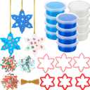 Soulchen 22 Pcs Winter DIY Craft Clay Kit Winter Snowflake Clay Making Kit with Snowflake Mold Multicolor Air Dry Modeling Clays and DIY Accessories Holiday Color Dough Set for Holiday Party Gift