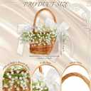 Flower Girl Basket Wedding Baby Breath Artificial Flower Girl Basket Rustic Wedding Small Wicker Rattan Baskets with Bow Handle for Spring Home Decoration Baby Shower Picnic Garden Party
