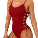 Narecte One Piece Swimsuit Women Bathing Suit Sexy High Cut Women's One-Piece Swimsuits Monokini One Piece Bathing Suit (Medium, Red)