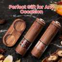 Rechargeable Electric Salt and Pepper Grinder Set Automatic Salt and Pepper Shakers with Wood Base, Adjustable Coarseness, LED Light, One-Hand Operation Salt and Pepper Shakers Set