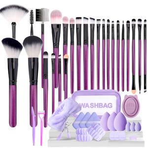 Makeup Brush Set, 49Pcs Makeup Tool Set Premium Synthetic Foundation Concealers Powder Eye Shadows Makeup Brushes Kit for for Beginner Professional, Purple