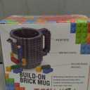 TOYAMBA Buildon Brick Mug BPAFree Funny Coffee Mug with 3 Building Bricks, Funny Cup for Kids  Creative Building Block DIY Idea 16OZ (Magenta)