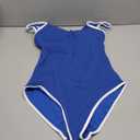 BMJL Women's One Piece Swimsuit Sports Adjustable Strap Bathing Suit Color Block Ribbed High Cut Swimsuits (Medium, Royal Blue029)