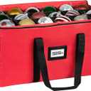 Christmas Ornament Storage Container, Box Stores Up to 54, Adjustable Dividers, Large Organizer Bin to Protect and Store Holiday Decor (Red)