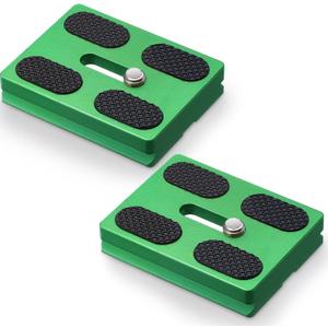 Frienda 2 Pieces Metal Quick Release Plate with 1/ 4''-20 Camera Screw Tripod Mount Plate Fits Standard for DSLR Camera Tripod Ball Head (Green, Pu50)