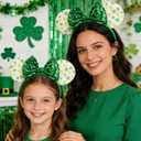 2 x AIDVPOD St. Patrick's Day Mouse Ears Headband Sequins Bow Hair Band Green Shamrock Head band for Women Irish Festive Party Hair Accessories