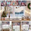Valances for Windows Christmas Gingerbread House Gingerbread Man Cake Candy Kitchen Curtains Valances Rod Pocket Small Window Treatments Valance Curtains for Living Room Bedroom, 60x18 Inch (White Cherry Pink Turmeric)