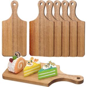 Lounsweer 6 Pcs Thicken Cutting Board Bulk Wood Board for Chopping Serving Charcuterie Material for Laser Engraving Mother' Day Wedding Housewarming Gift(Acacia) (11 x 5 inches)