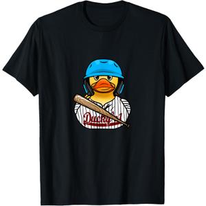 Baseball Rubber Duck Sporty T-Shirt (Small, Black)