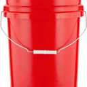 5 Gallon Premium HPDE Plastic Bucket - Made in USA Food Grade Storage Container, BPA Free All Purpose Pail (1, Red)