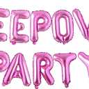 Sleepover Party Supplies for Girls - Hot Pink Sleep Over Letter Foil Balloons, Balloon Decorations for Girl Slumber Night Out Pajamas Party