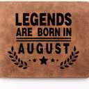 Funny Birthday Gifts,Leather Wallet for Men,Engraved Personalized Leather Wallet,August Men Birthday Gift,Birthday Gift Ideas for Dad Grandpa Husband Son Uncle Coworkers (AUGUST)