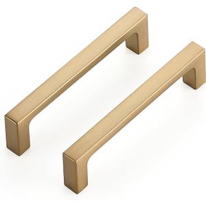 Ravinte 5 Pack Solid 3-3/4 Inch Square Cabinet Handles - Champagne Bronze Pulls for Drawers and Kitchen Cabinets - Hardware Handles