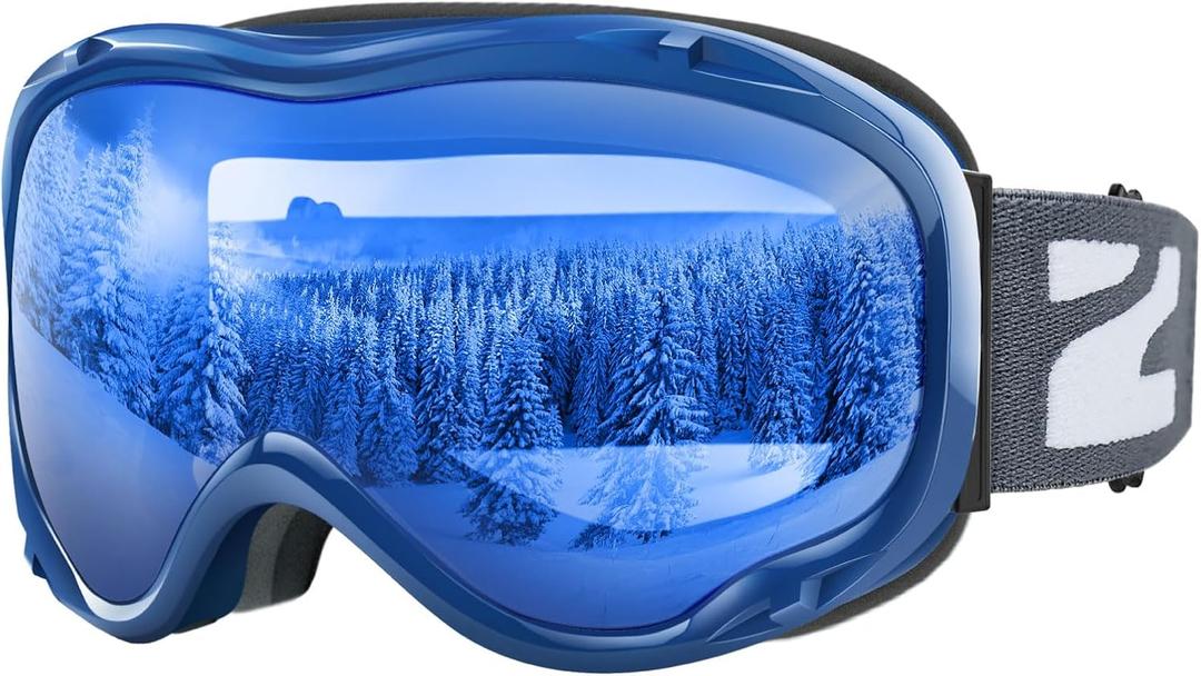 ZIONOR Lagopus B1 Ski Goggles OTG Anti fog Snow Goggles UV Protection Snowboard Goggles for Men Women Adult Youth (One Size, A7-vlt 26% Blue Frame Clear Blue Lens)