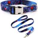 Dog Collar and Leash Set with Safety Locking Metal Buckle, Soft Quick Release Dog Collars Adjustable for Small Medium Large Dogs and Kitten Cats