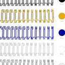 Rayson WR32159M Wire Binding Spines, Multicolor, 3:1 Pitch Double Loop Binding Wires 5/8 Inch, 32-Loop Wire Ring Pack of 50 with Black, Gold, Blue, White, Silver