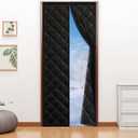 Magnetic Thermal Insulated Door Curtain for 32"x 80" Doors, Heavy-Duty Oxford Door Cover for Heat Insulation, Magnetic Closure Draft Block Blanket for Doorway to Keep Warm in Winter Cool in Summer (Black)