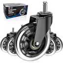 Huracan Office Chair Wheels, Set of 5, Replacement Rubber Chair Caster Wheels for Hardwood Floor, NOT Compatible for IKEA, Computer Desk Chair Wheels, Heavy Duty Office Chair Casters