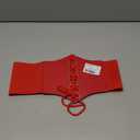 Wildarms Corset Waist Belt for Women, Wide Elastic Tie Waspie Belt for Dresses (Red, Fit Waist 30-33in)