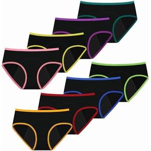 Mesachy Teens Girls Period Underwear Kids Period Panties Menstrual Leakproof Protective Underwear for Teens Cotton Briefs, Pack 4, XL