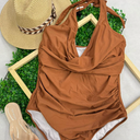  Women One Piece Swimwear V Neck Swimsuits for Big Busted Tummy Control Bathing Suits, Medium