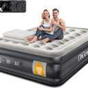 OhGeni Queen Air Mattress with Built in Pump, Inflatable Blow Up Mattress 18 Raised Comfort,Upgraded Surface Portable Mattress, Air Bed for Camping, Home and Guest, Colchone Inflable, 650 lbs Max (Black)