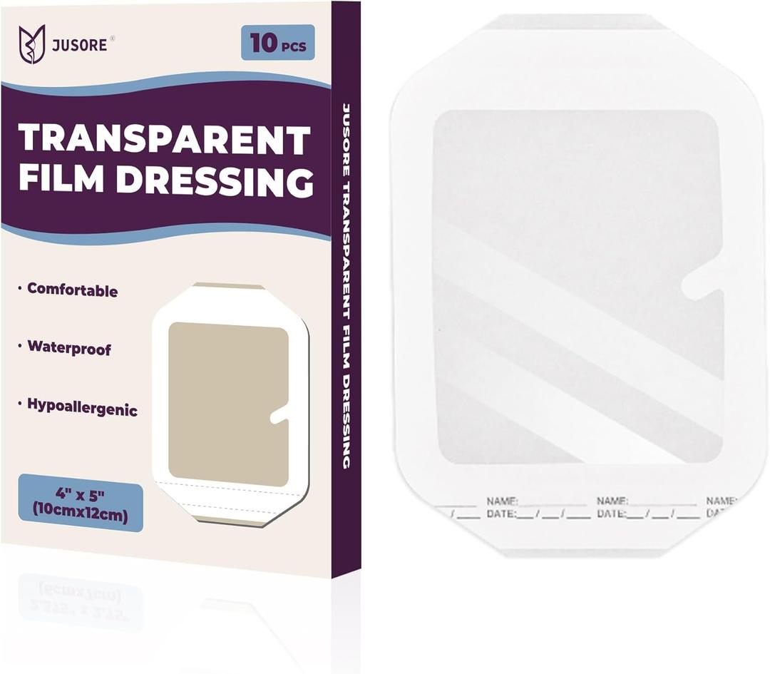 Transparent Film Dressing - FSA-HSA, 4"x5" 10 Pack Waterproof Tattoo Aftercare Bandage, Flexible & Breathable Adhesive Protection for Wound Care, Post Surgical Shower, IV Shield