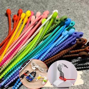 30PCS Silicone Cable Straps Cord Organizer for Bundling Earphone,4.72 in, Reusable Cable Management Organizer, Organizer in Home,Office,Kitchen,School