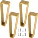 Osring 12 Inch Trapezoid Furniture Legs 4pcs, Solid Steel Furniture Hairpin Leg for Side Table, TV Stand and Cabinet, Gold