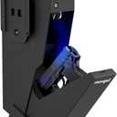 Gun Safe, Biometric Drop Down Bedside Gun Safe Quick Access Handgun Safe Mount Pistol Safe for Desk, Car, Nightstand (3 Ways)