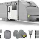 K-Musculo RV Cover,18-20 FT Heavy Duty Travel Trailer Cover with 8 Layers Corner, Windproof and Waterproof Camper Cover with 4 Tire Cover & Tongue Jack Cover
