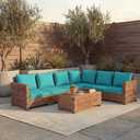 PatioGlow Outdoor Seat Cushion Set, 24" x 24" x 3.5", Set of 2, Water-Resistant & Fadeness Patio Furniture Cushions with Removable Cover & Ties, Thick Deep Seating Pads for Outside Sofa Couch, Teal