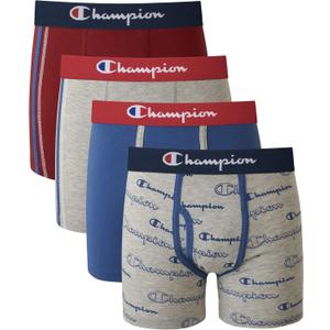 Champion Boys' Everyday Cotton Stretch Briefs- 4 Pack (Medium, Grey/Red/Navy)